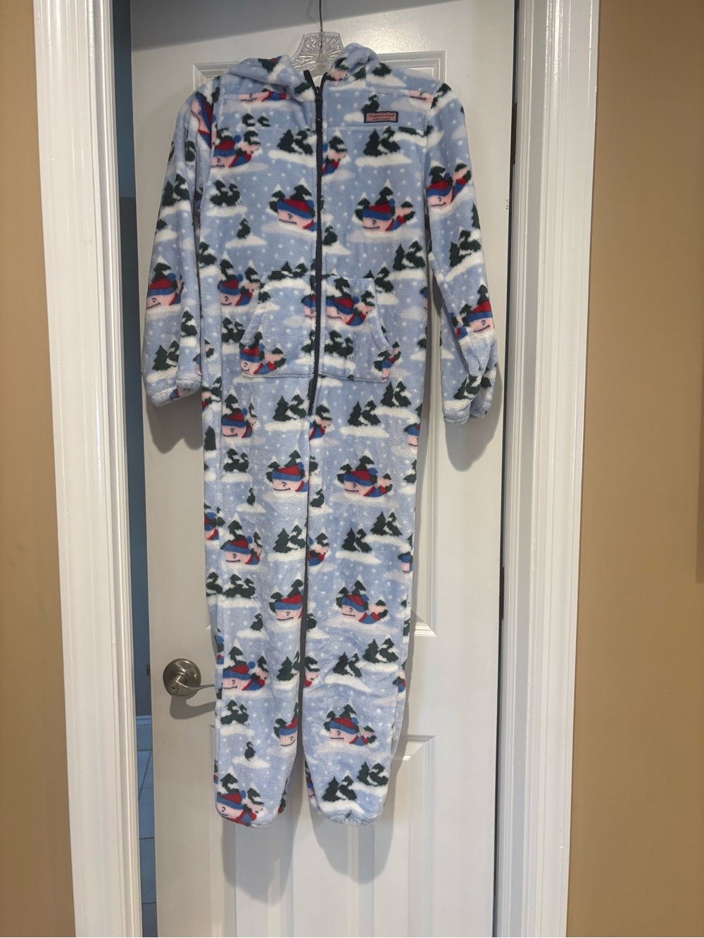 Vineyard Vines Kids’ Holiday Fleece Zip-Up Hooded Onesie Size Medium (12-14)